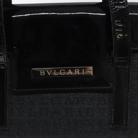 BVLGARI Logo Mania Shoulder Bag Canvas Black Silver - Picture 9 of 16